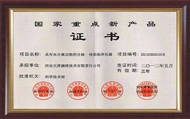 National Key New Product Certificate (2012)